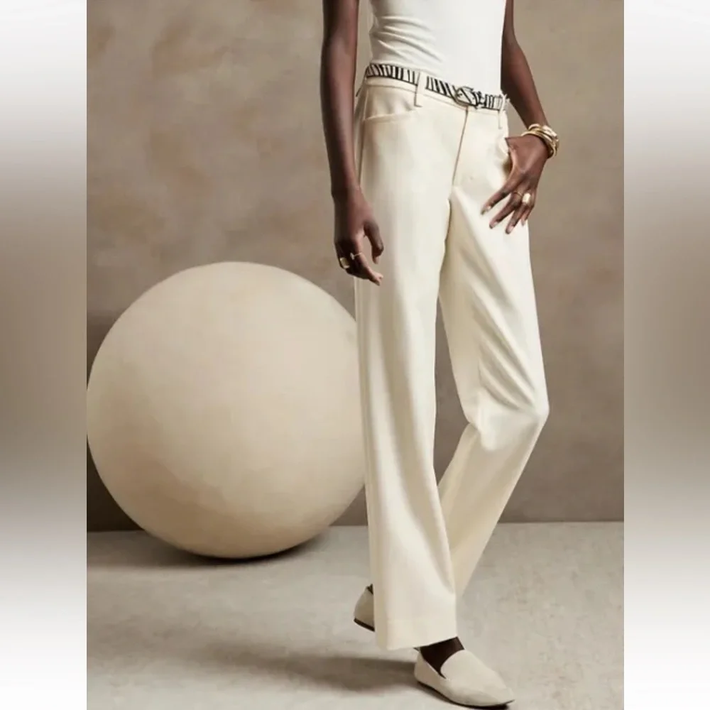 Banana Republic LIDO STRAIGHT ITALIAN WOOL PANT // Cream #773624 #773867